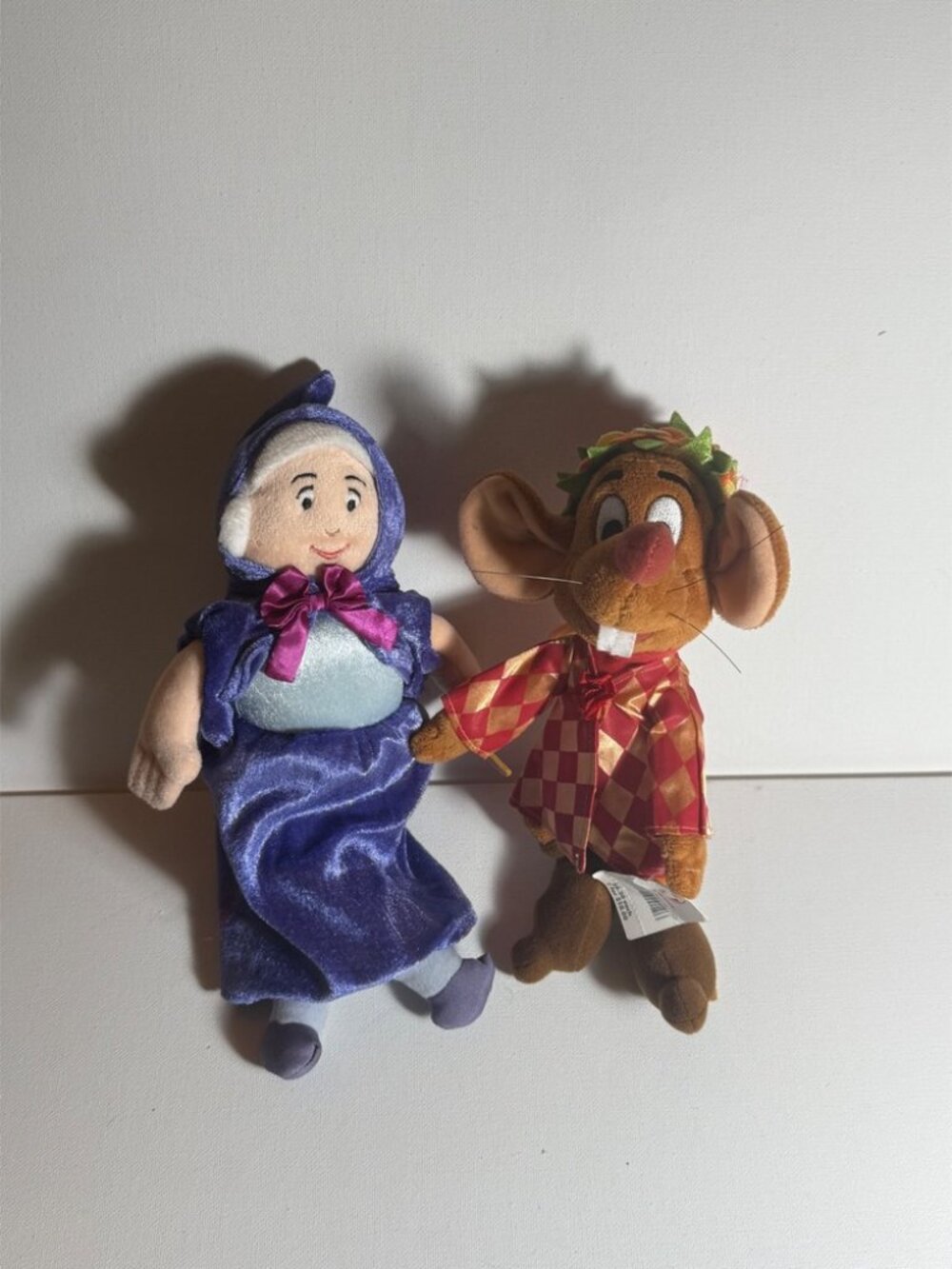 Disney Cinderella Fairy Godmother & Jaq Mouse Plush Lot NWT Retired